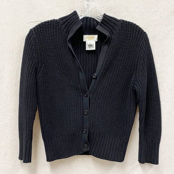 Talbots‎ Petites black knit 3/4 sleeve cropped cardigan sweater Size Petite - Picture 8 of 15